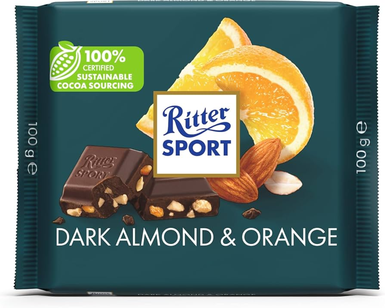 RITTER SPORT DARK ALMOND & ORANGE 100G